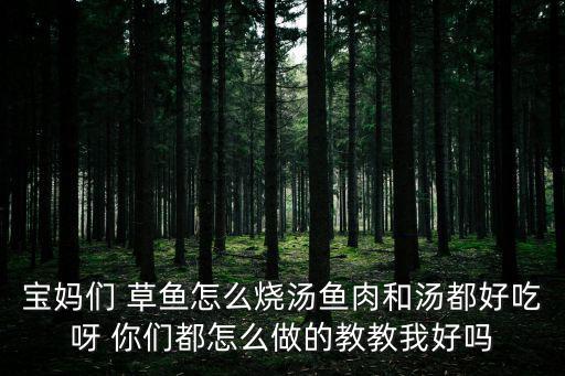 寶媽們 草魚怎么燒湯魚肉和湯都好吃呀 你們都怎么做的教教我好嗎