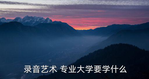  錄音藝術(shù) 專業(yè)大學(xué)要學(xué)什么