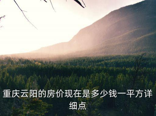 重慶云陽的房價現在是多少錢一平方詳細點