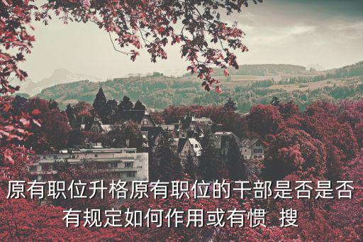 原有職位升格原有職位的干部是否是否有規(guī)定如何作用或有慣  搜