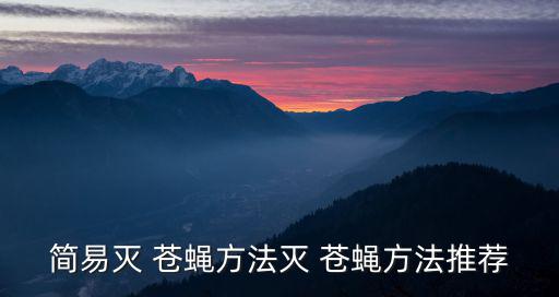 簡易滅 蒼蠅方法滅 蒼蠅方法推薦