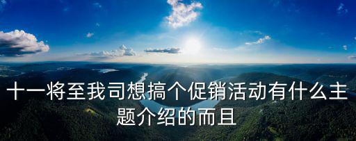 十一將至我司想搞個促銷活動有什么主題介紹的而且