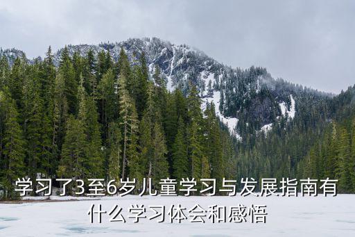 學(xué)習(xí)了3至6歲兒童學(xué)習(xí)與發(fā)展指南有什么學(xué)習(xí)體會(huì)和感悟