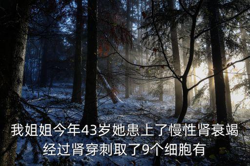 我姐姐今年43歲她患上了慢性腎衰竭經(jīng)過(guò)腎穿刺取了9個(gè)細(xì)胞有