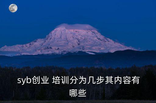  syb創業 培訓分為幾步其內容有哪些