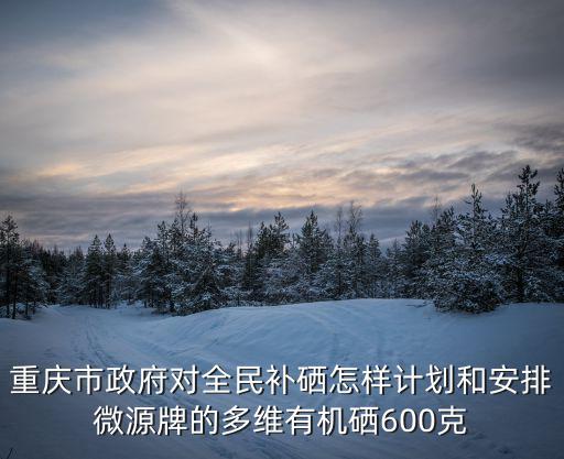 重慶市政府副秘書長的林，重慶市政府對全民補硒怎樣計劃和安排微源牌的多維有機硒600克