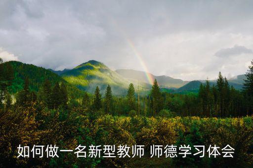如何做一名新型教師 師德學習體會
