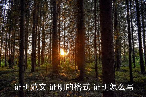  證明范文 證明的格式 證明怎么寫