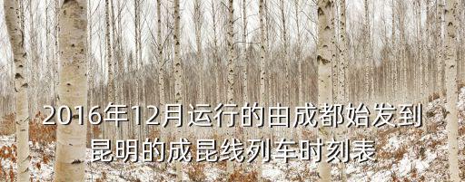 2016年12月運行的由成都始發到昆明的成昆線列車時刻表