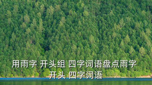 雨開頭的四字成語,第二集:雨是吹的，雨是落的