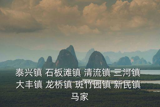 泰興鎮(zhèn) 石板灘鎮(zhèn) 清流鎮(zhèn) 三河鎮(zhèn) 大豐鎮(zhèn) 龍橋鎮(zhèn) 斑竹園鎮(zhèn) 新民鎮(zhèn) 馬家