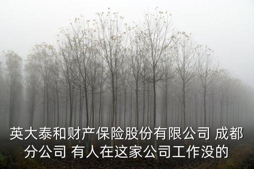 英大泰和財產(chǎn)保險股份有限公司 成都分公司 有人在這家公司工作沒的