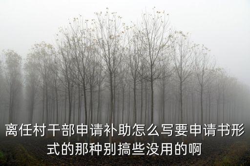 離任村干部申請補(bǔ)助怎么寫要申請書形式的那種別搞些沒用的啊