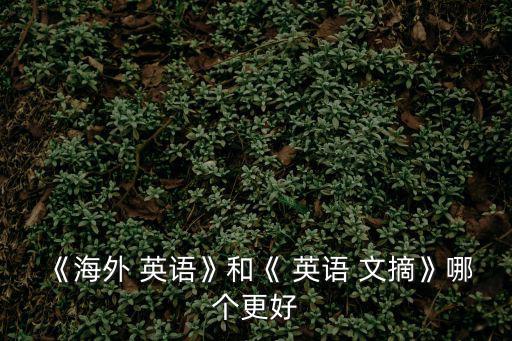 《海外 英語》和《 英語 文摘》哪個更好