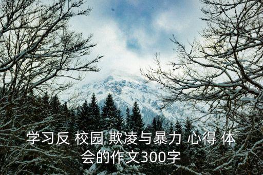 學習反 校園 欺凌與暴力 心得 體會的作文300字