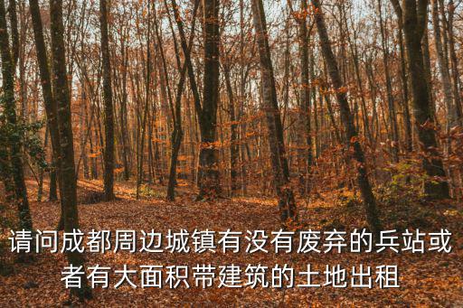 請問成都周邊城鎮有沒有廢棄的兵站或者有大面積帶建筑的土地出租