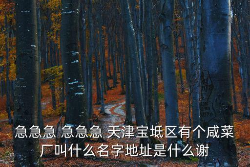 急急急 急急急 天津寶坻區(qū)有個咸菜廠叫什么名字地址是什么謝