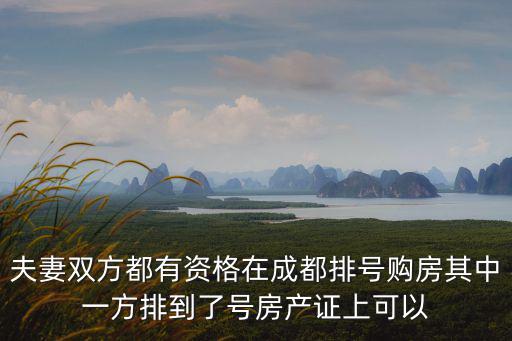 夫妻雙方都有資格在成都排號購房其中一方排到了號房產(chǎn)證上可以