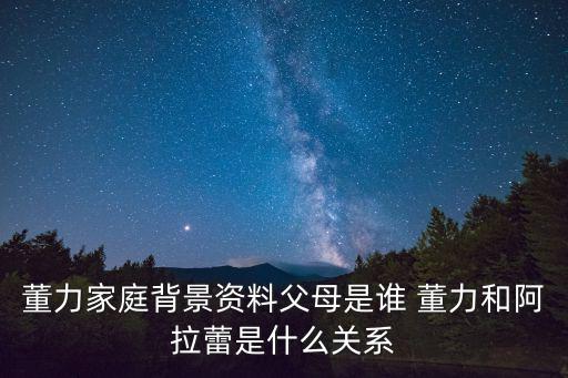 董力家庭背景資料父母是誰 董力和阿拉蕾是什么關(guān)系