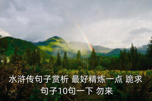 水滸傳句子賞析 最好精煉一點 跪求 句子10句一下 勿來