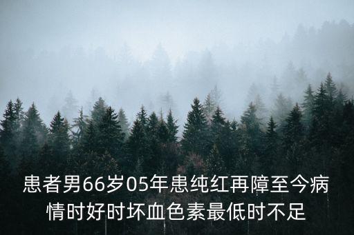 山東省中醫院血液科主任，患者男66歲05年患純紅再障至今病情時好時壞血色素最低時不足