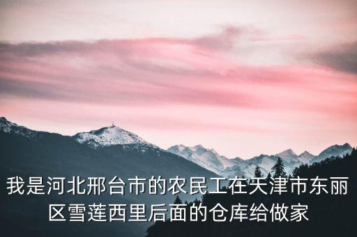 我是河北邢臺市的農民工在天津市東麗區雪蓮西里后面的倉庫給做家