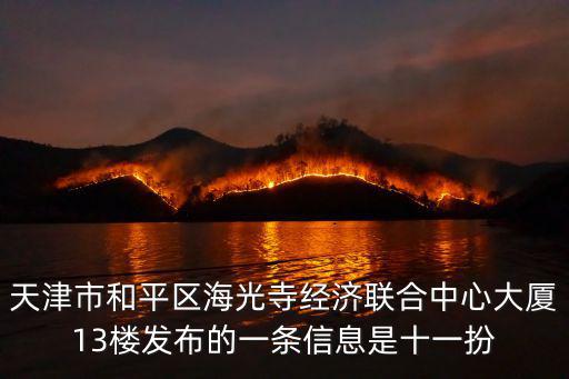天津市和平區海光寺經濟聯合中心大廈13樓發布的一條信息是十一扮