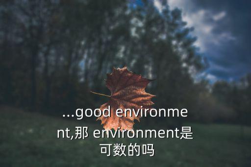 ...good environment,那 environment是 可數的嗎