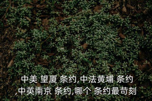 中美 望廈 條約,中法黃埔 條約,中英南京 條約,哪個 條約最苛刻