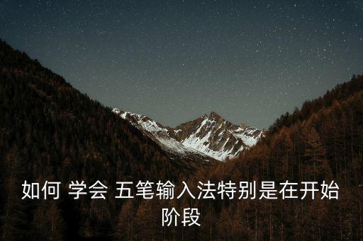 如何 學會 五筆輸入法特別是在開始階段