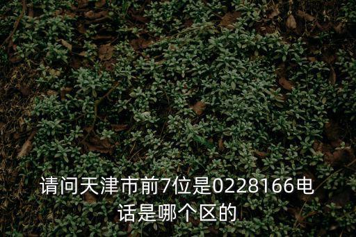 請問天津市前7位是0228166電話是哪個區的