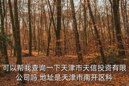 可以幫我查詢一下天津市天信投資有限公司嗎 地址是天津市南開區(qū)科