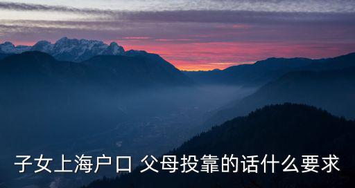 上海投靠落戶條件是什么，上海海歸落戶對單位資質有什么要求
