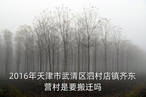 2016年天津市武清區(qū)泗村店鎮(zhèn)齊東營(yíng)村是要搬遷嗎