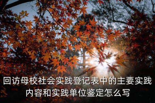 回訪母校社會實踐登記表中的主要實踐內容和實踐單位鑒定怎么寫