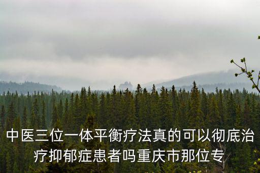 中醫三位一體平衡療法真的可以徹底治療抑郁癥患者嗎重慶市那位專