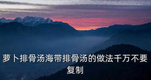 蘿卜排骨湯海帶排骨湯的做法千萬不要復制