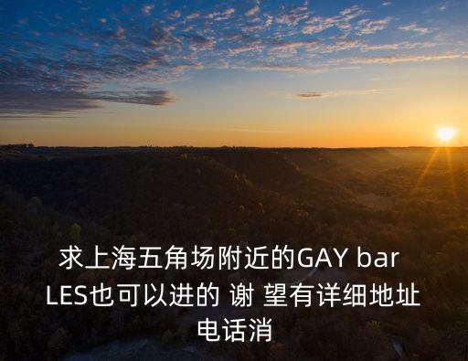 求上海五角場(chǎng)附近的GAY bar LES也可以進(jìn)的 謝 望有詳細(xì)地址電話消