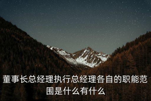 董事長總經理執行總經理各自的職能范圍是什么有什么