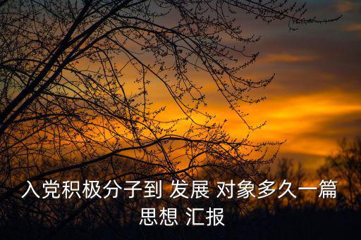 入黨積極分子到 發(fā)展 對(duì)象多久一篇 思想 匯報(bào)