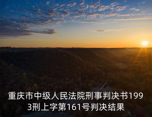 重慶市中級人民法院刑事判決書1993刑上字第161號判決結果