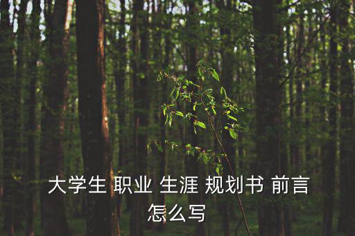 大學(xué)生職業(yè)生涯規(guī)劃書前言