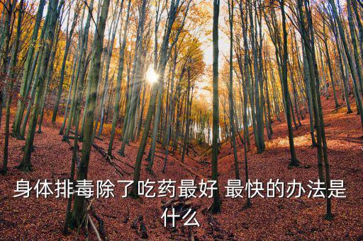 身體排毒除了吃藥最好 最快的辦法是什么