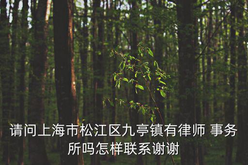 請問上海市松江區九亭鎮有律師 事務所嗎怎樣聯系謝謝