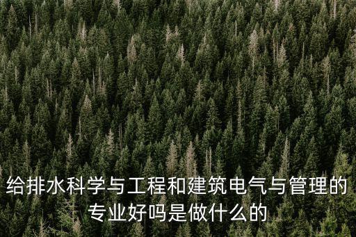 給排水科學(xué)與工程和建筑電氣與管理的專業(yè)好嗎是做什么的
