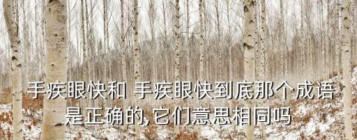  手疾眼快和 手疾眼快到底那個成語是正確的,它們意思相同嗎