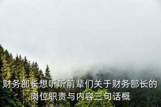 財(cái)務(wù)部長(zhǎng)想聽聽前輩們關(guān)于財(cái)務(wù)部長(zhǎng)的崗位職責(zé)與內(nèi)容三句話概