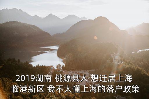 2019湖南 桃源縣人 想遷居上海 臨港新區 我不太懂上海的落戶政策