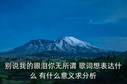 別說(shuō)我的眼淚你無(wú)所謂 歌詞想表達(dá)什么 有什么意義求分析