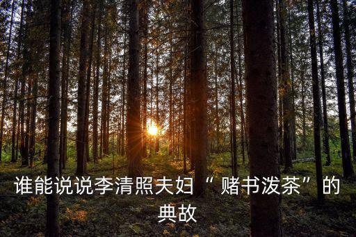 賭書,李清照和趙明誠的賭書飲茶典故